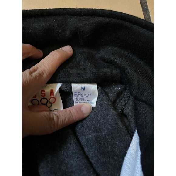 Vintage USA Olympics Yellow Black White Stripe Zig Zag Pattern Jacket Size Med - Picture 8 of 11